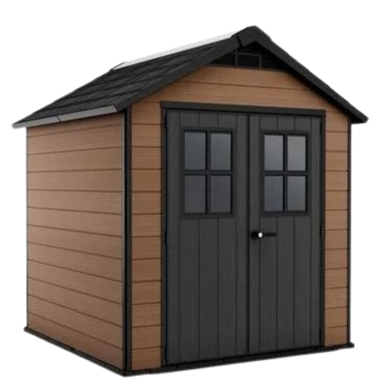Keter Newton 757 Kunststoff-Gerätehaus 4,4 m² in Holzoptik Braun